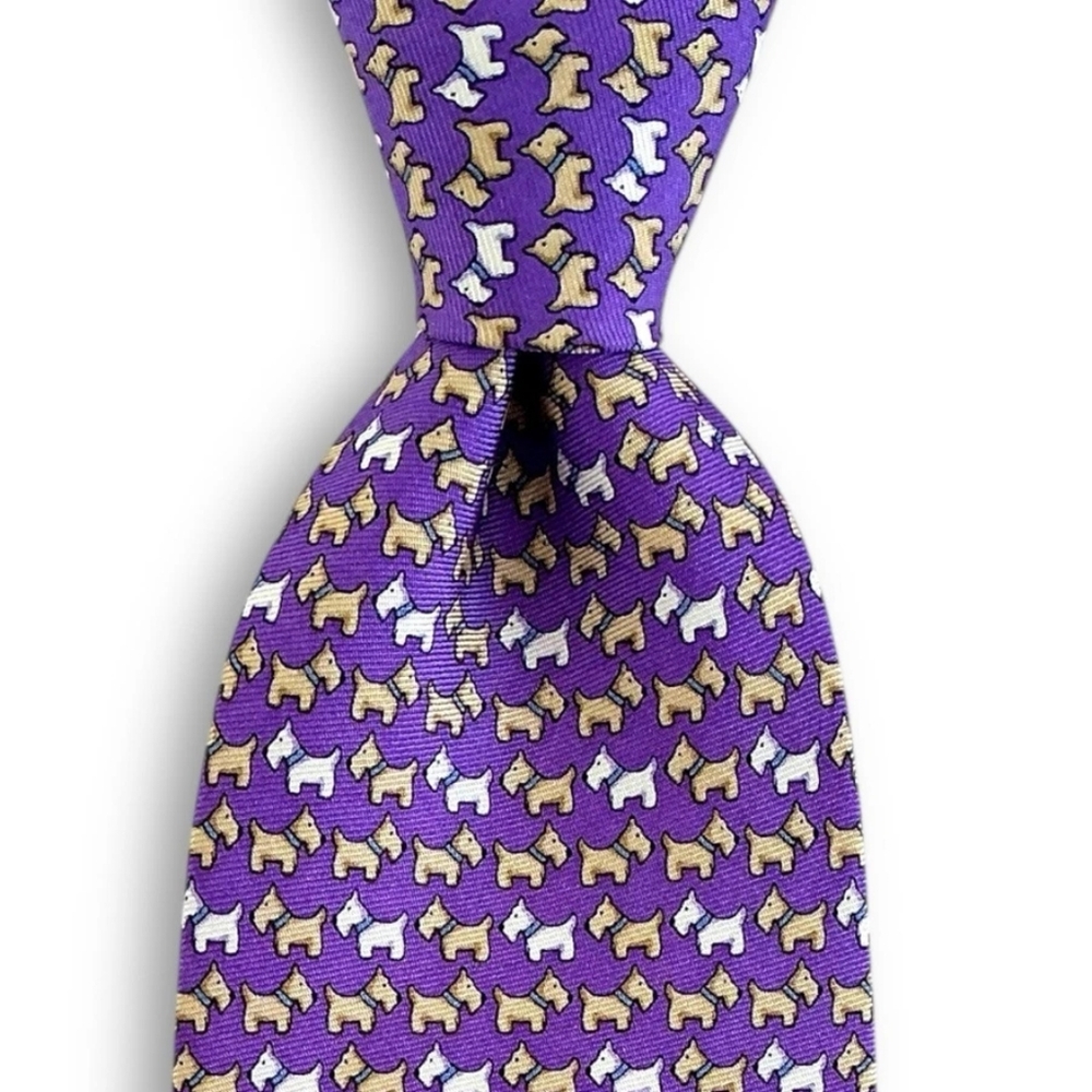 Jos A Bank Silk Tie Westie Scottish Terrier Dogs